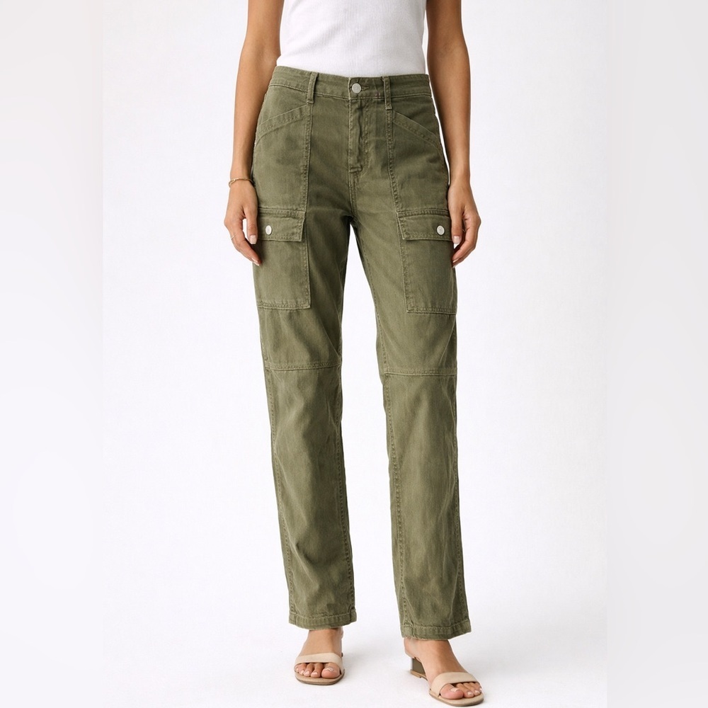Anthropologie AMO Ellen Straight-Leg Cargo Pants Olive Green Size 27 NWOT
